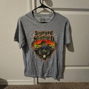 Lynyrd Skynyrd Graphic T-Shirt Gray Rock Band Tee Mens Large